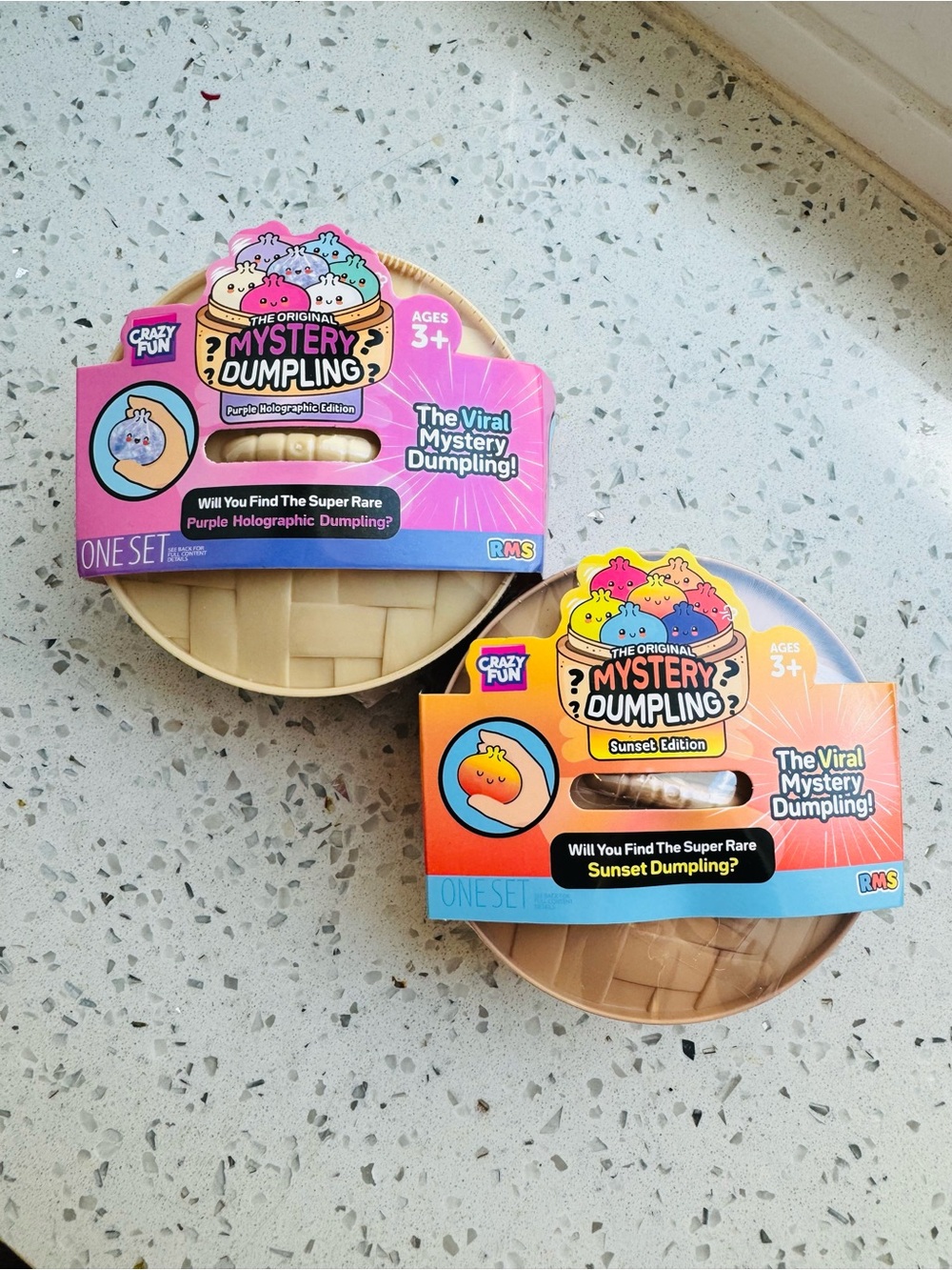 2x squishy viral mystery dumpling -Purple Holographic & Sunetset Dumpling